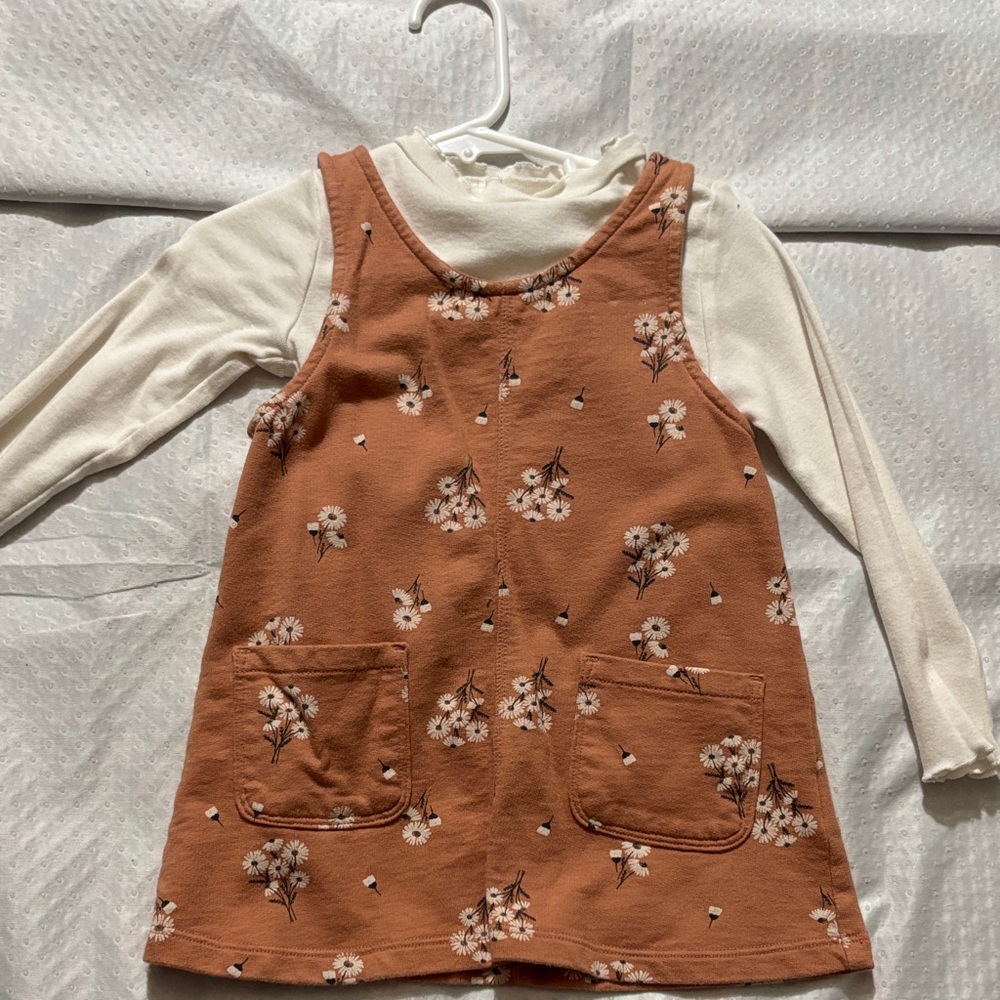 Carter's Floral Brown Dress with Cream Sleeves